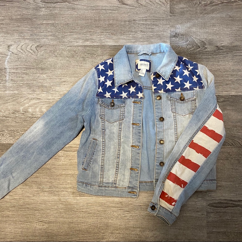 Forever 21 US flag denim jacket